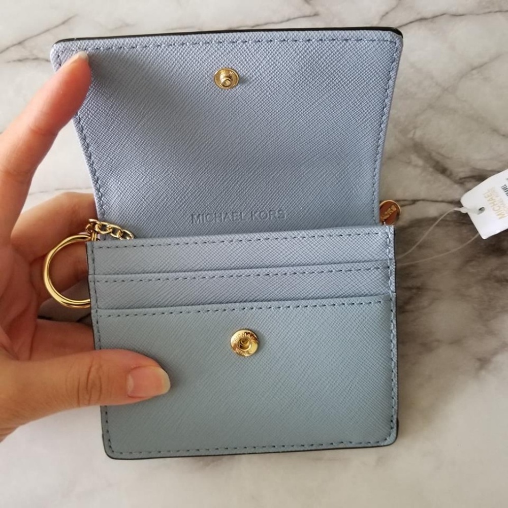NWT Michael Kors Light Blue Card Holder Wallet - Picture 3 of 6